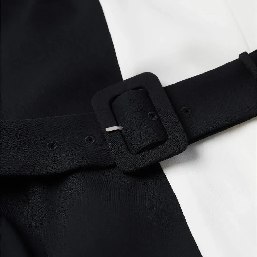 Mango Monochrome Dress White Black New - Picture 9 of 10